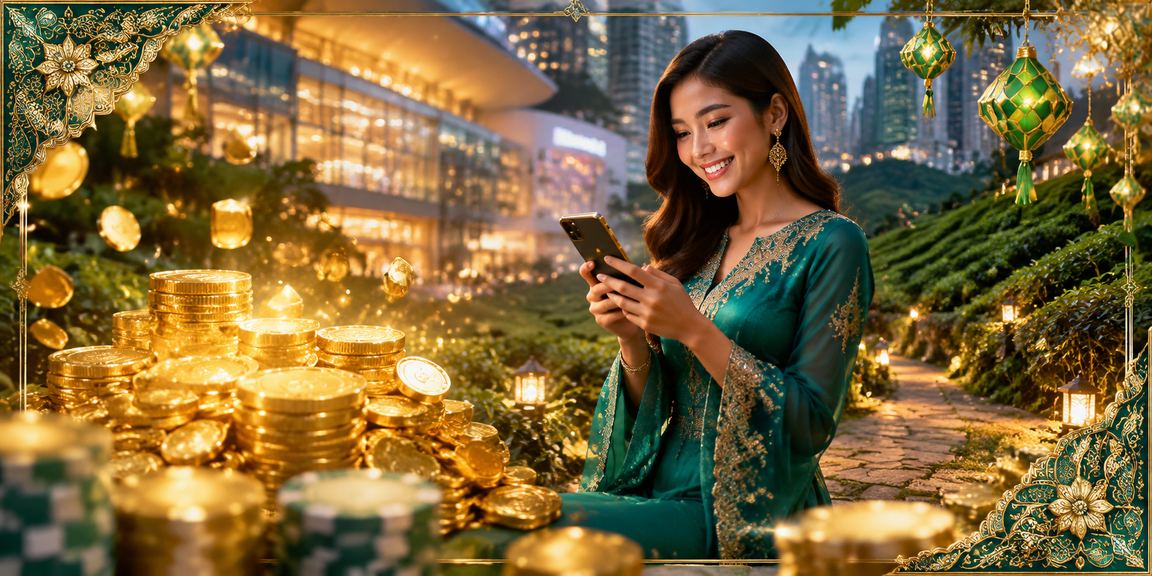 Pengguna Kuala Lumpur menggunakan aplikasi kasino mudah alih dengan corak batik tradisional Malaysia yang elegan