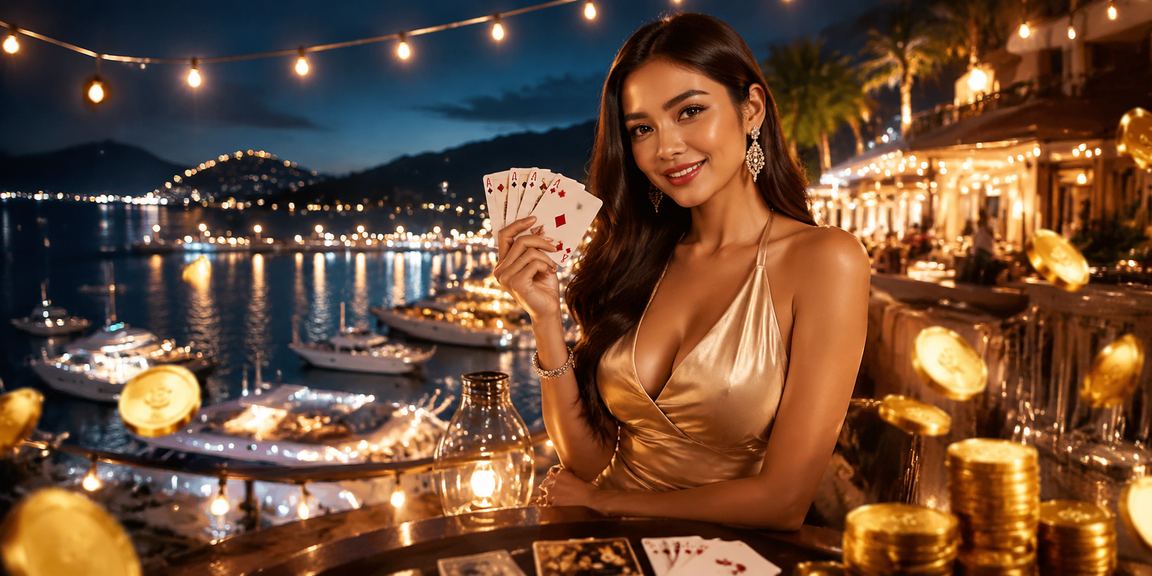 Pengguna Langkawi bermain permainan teen patti dalam gaya Melayu di resort tepi pantai